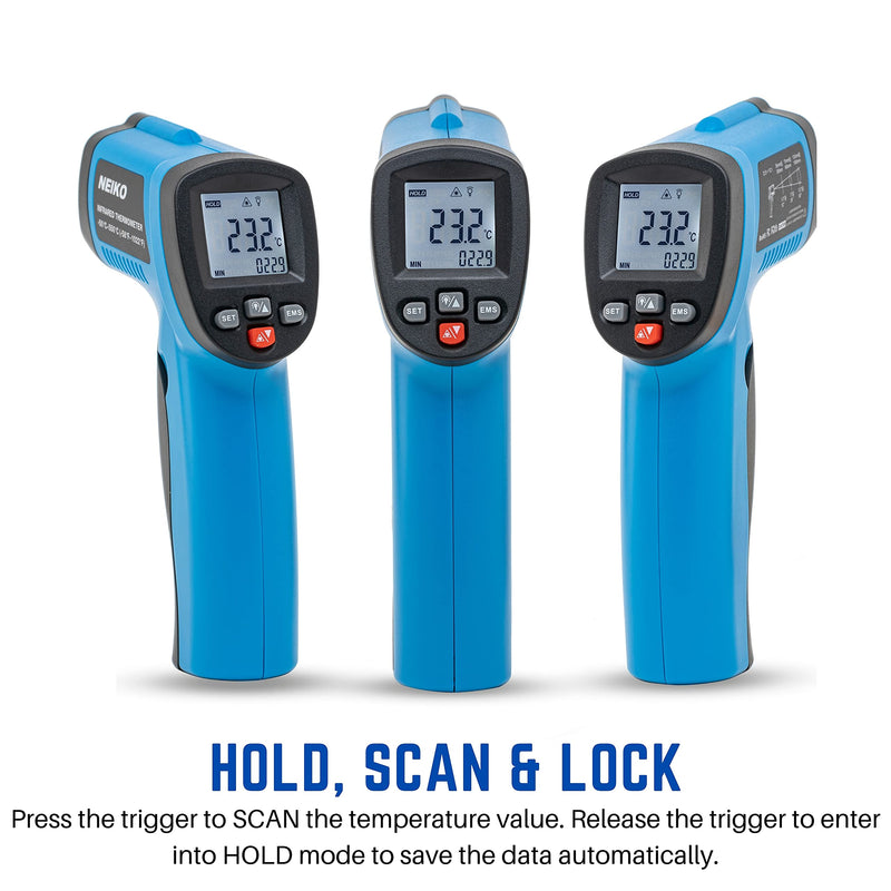 [Australia - AusPower] - NEIKO 52911A Digital Infrared Thermometer | Non-Contact Temperature Gun | Instant Read -58℉~1022℉ (-50℃~550℃) | LCD Display | IR Laser Targeting | Extra Dial Thermometer for Cooking 