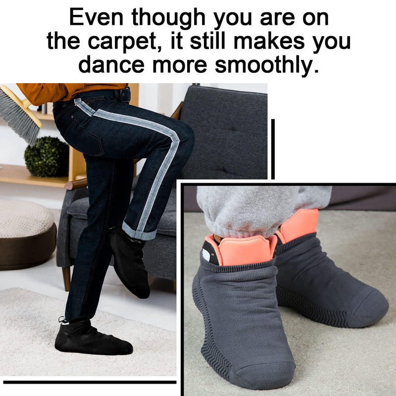[Australia - AusPower] - 4 Pairs Over Sneaker Dance Shoe Socks Dance Shoe Covers Ballroom Dancing Socks Black, Grey 