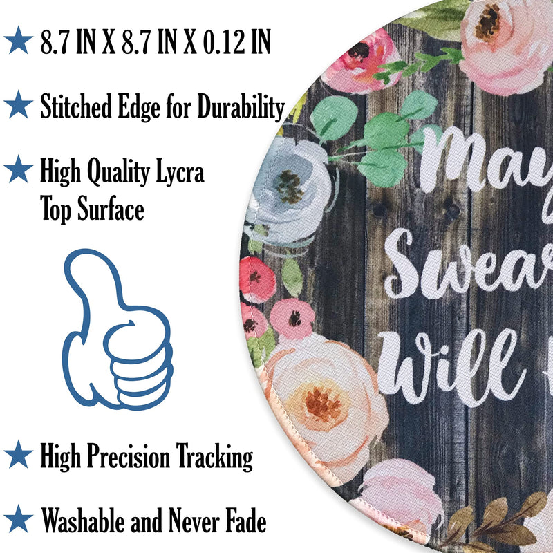 [Australia - AusPower] - Eleville Mouse Pad Fashion Funny Wording Maybe Swearing Will Help Words of Wisdom Keep Calm Lycra Cloth Top and Non-Slip Base for Office Home Travel emp8 