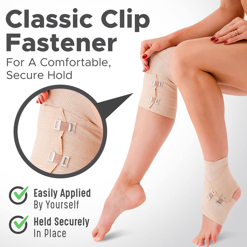 [Australia - AusPower] - NEXSKIN | Latex Free | American Organic Cotton Elastic Bandage | Set of Two 4 inch & Two 3 inch Wraps | Clip Closure | Washable Reusable 