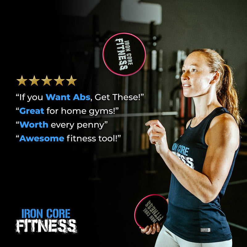 [Australia - AusPower] - Iron Core Fitness 2 x Dual Sided Gliding Discs Core Sliders Ultimate Core Ab Fitness Trainer. Gym, Home Abdominal & Total Body Workout Equipment for use on All Surfaces. Aqua Blue 