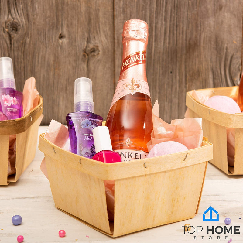 [Australia - AusPower] - One Quart Wooden Gift Baskets (10 Pack); for Picking Fruit or Arts, Crafts and Decor; 5.75” Square Vented Wood Boxes 10 