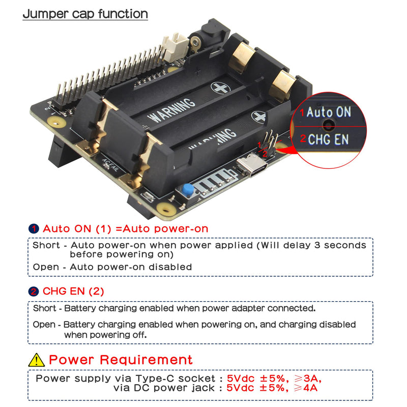 [Australia - AusPower] - Geekworm Raspberry Pi UPS, X728 V2.1 (Max 5.1V 6A) 18650 UPS & Power Management Board with AC Power Loss Detection, Auto On & Safe Shutdown Function for Raspberry Pi 4B/3B+/3B 