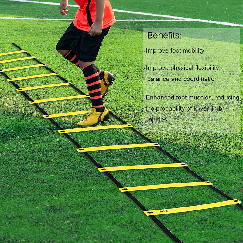 [Australia - AusPower] - Ohuhu Agility Ladder 17ft 12 Rung Speed Training Exercise Ladders for Soccer Football Boxing Footwork Sports Speed Agility Training Equipment with Carry Bag Yellow or Blue 