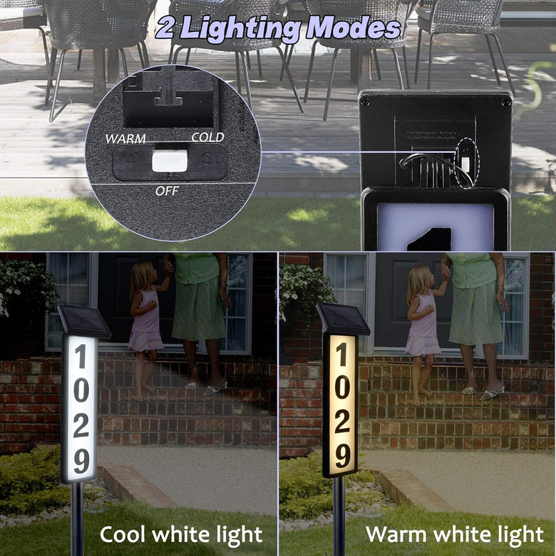 [Australia - AusPower] - Solar Lighted House Address Numbers Sign, Megfiehun Solar Powered House Numbers Light, LED Illuminated Outdoor Address Plaque for Home Yard Garden House 