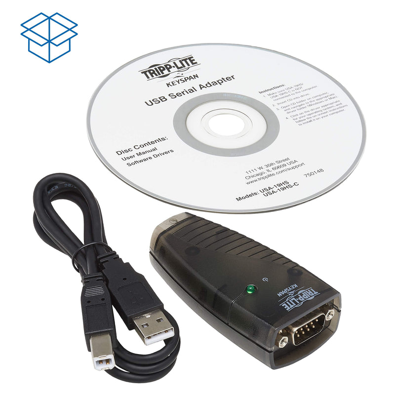 [Australia - AusPower] - Tripp Lite Keyspan High-Speed USB to Serial Adapter, PC & Mac, USB-A to DB9 RS232 Male, 3 Foot / 0.91 Meter Cable, 3-Year Warranty (USA-19HS) 