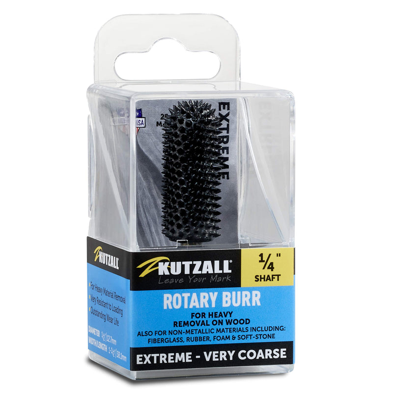 [Australia - AusPower] - Kutzall Extreme Ball Nose Burr, 1⁄4" Shaft, Very Coarse - Woodworking Attachment for Bosch, DeWalt, Milwaukee, Makita. Abrasive Tungsten Carbide, 3⁄8" (9.5mm) Dia. X 1-1⁄2" (38.1mm) Length BNX-12X112C Extreme - Very Coarse 