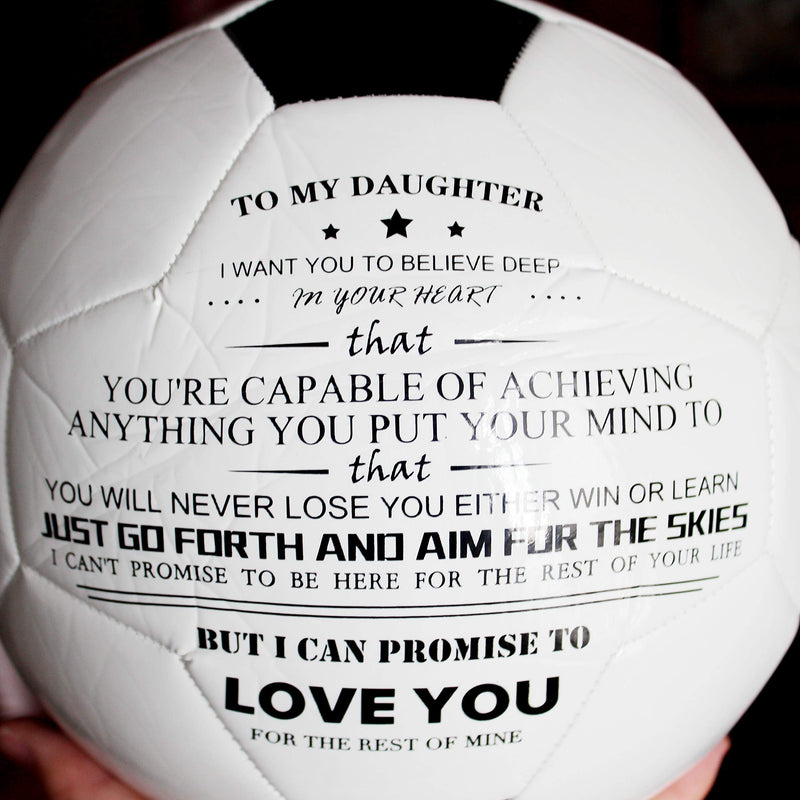 [Australia - AusPower] - Uloveido High Performance Traditional Black White Soccer Ball for Son Daughter Grandson Birthday Christmas Day Gift, I Love You Soccer Balls with Backpack Y594 To My Daugher 