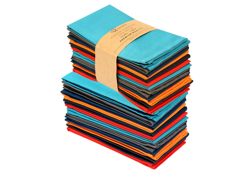 [Australia - AusPower] - Ruvanti Multi Color Cloth Napkins 12 Pack 18X18 Inch Durable Linen Napkins - Soft and Comfortable Reusable Fabric Napkins -Perfect Table Napkins / Cotton Dinner Napkins / Cocktail Napkins for Home Use Multi Colors 