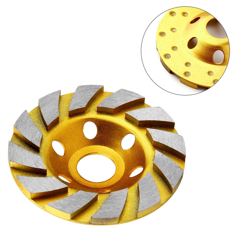 [Australia - AusPower] - 2pcs-4 Inch Concrete Stone Ceramic Turbo Diamond Grinding Cup Wheel,12 Segs Heavy Duty Angle Grinder Wheels for Angle Grinder (Yellow) 