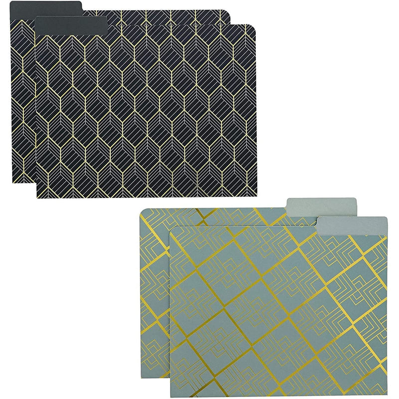[Australia - AusPower] - Decorative File Folders with Gold Foil Geometrical Accents, 1/3 Cut Tab (11.5 x 9.5 In, 12 Pack) 
