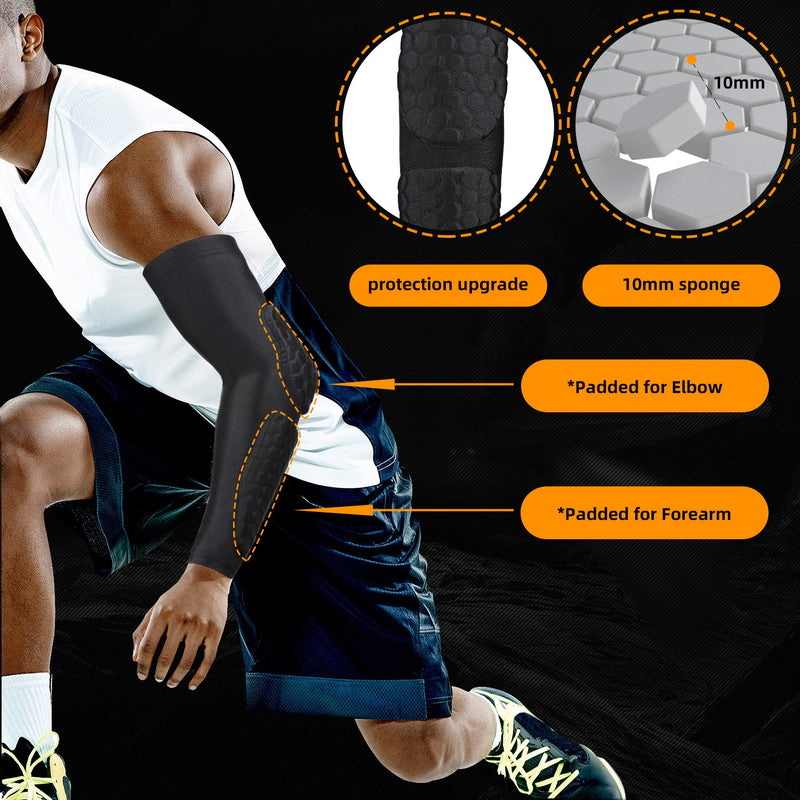 [Australia - AusPower] - GUOZI Arm Elbow Sleeves, [2 Pack] Honeycomb Crashproof Arm Elbow Pads, Basketball Shooting Sleeve for Sports Basketball etc. Medium 