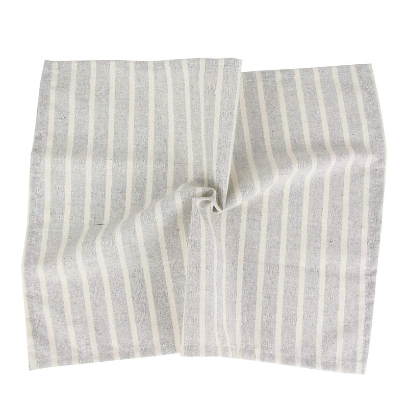 [Australia - AusPower] - INFEI Soft Broad Striped Linen Cotton Dinner Cloth Napkins - Set of 12 (40 x 30 cm) - for Events & Home Use (Grey) Gray 