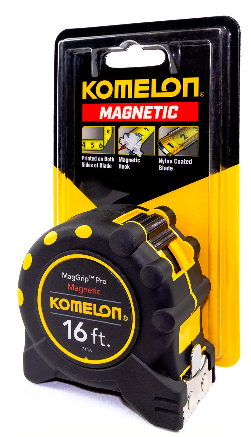 [Australia - AusPower] - Komelon 7116; 16' x 1" Magnetic MagGrip Pro Tape Measure, Yellow/Black, 16ft - Blade 