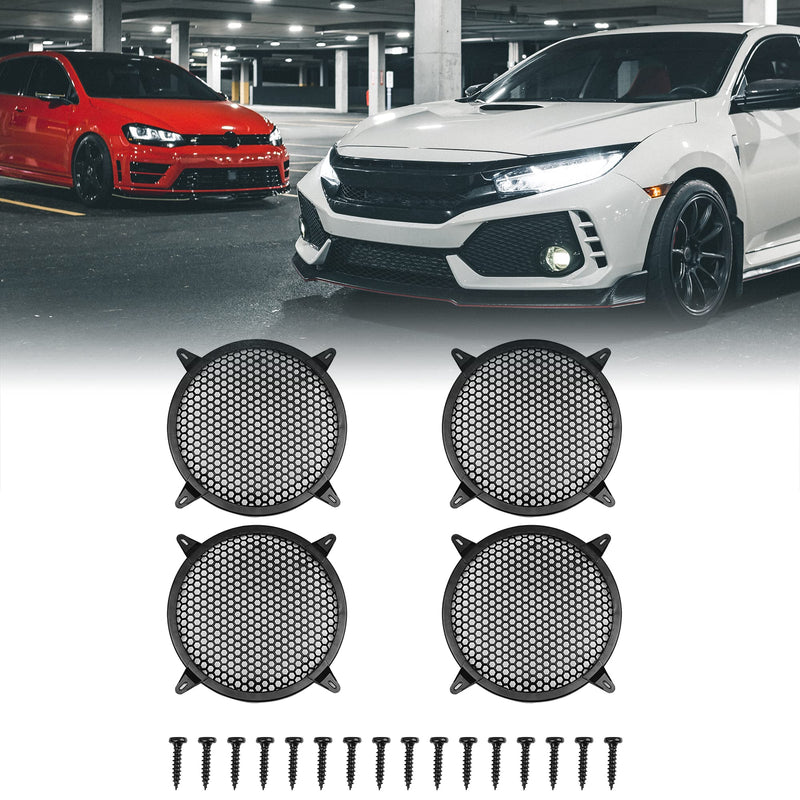 [Australia - AusPower] - X AUTOHAUX 4pcs 10" Black Car Speakers Cover Plastic Mesh Woofer Subwoofer Grill Protector 