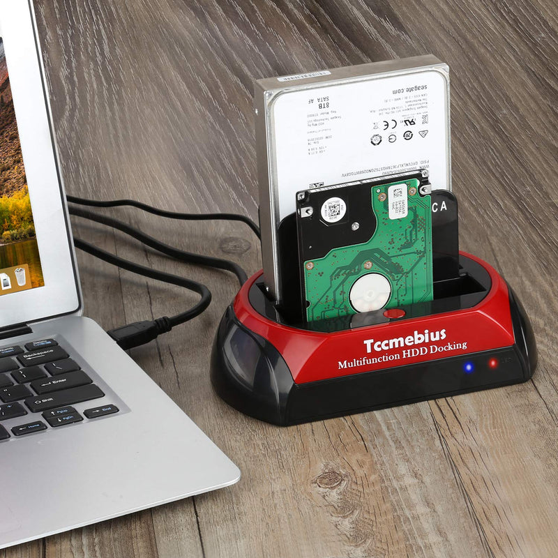 [Australia - AusPower] - Tccmebius Hard Drive Docking Station, TCC-S868-US USB 3.0 to 2.5 3.5 Inch SATA IDE Dual Slots External HDD Enclosure, for 2.5" 3.5" IDE SATA I/II/III HDD SSD 