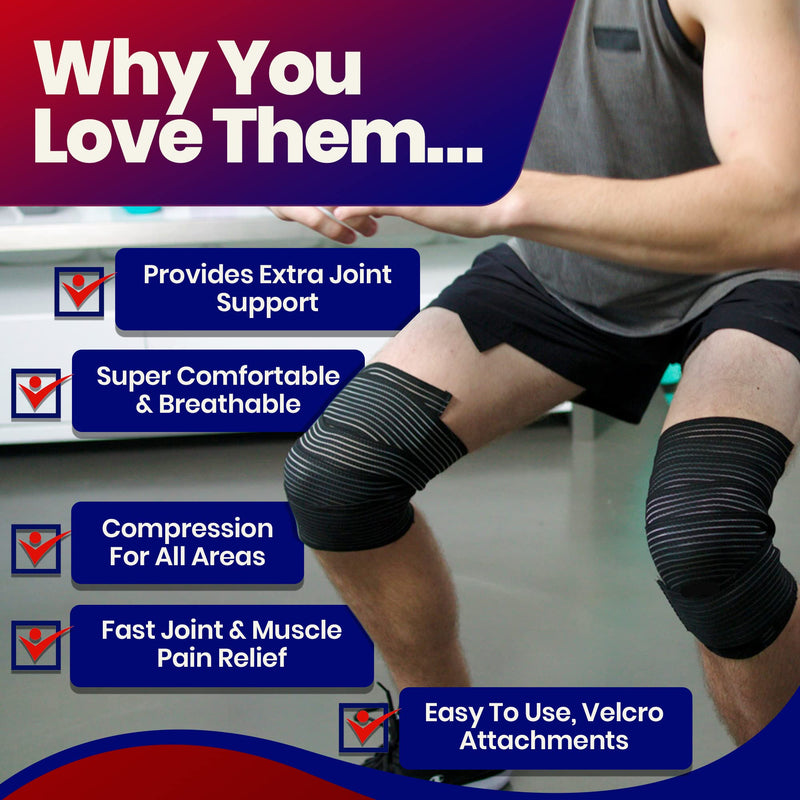 Elastic Knee Compression Bandage Wraps Knee Support Straps for Legs