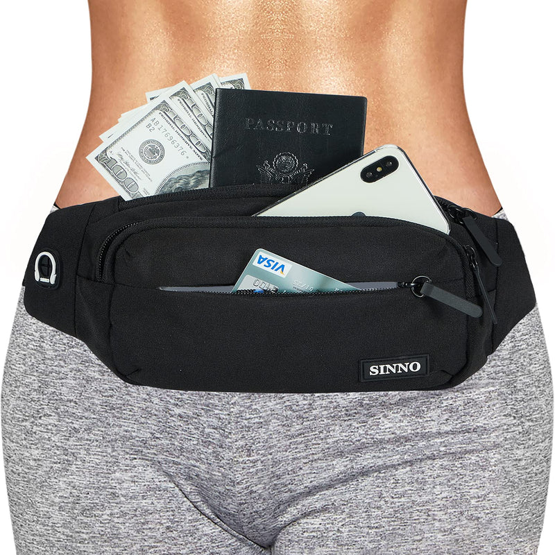 [Australia - AusPower] - SINNO Large Fanny Pack With 4-Zipper Pockets for Running Hiking Travel Workout Dog Walking Outdoors Sport Fishing Waist Pack Bag 
