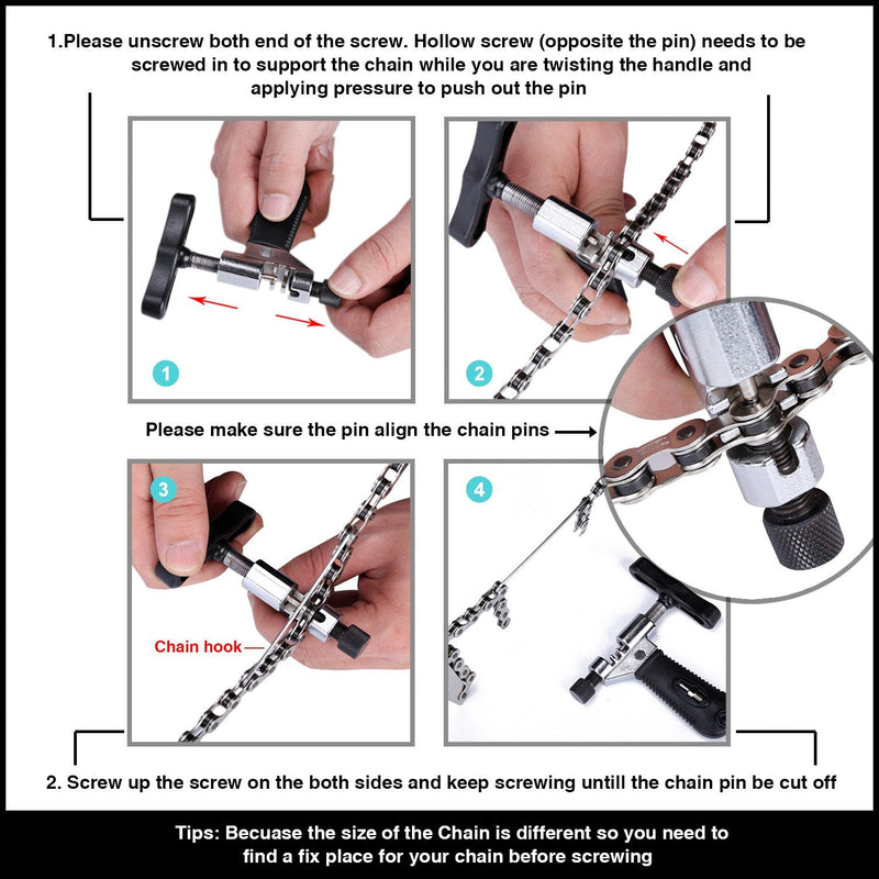 [Australia - AusPower] - Oumers Universal Bike Chain Tool with Chain Hook, Road and Mountain Bicycle Chain Repair Tool, Bike Chain Splitter Cutter Breaker, Bicycle Remove and Install Chain Breaker Spliter Chain Tool 