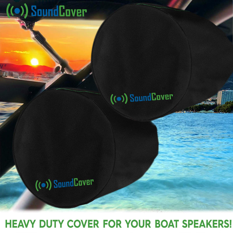[Australia - AusPower] - Large Black Heavy Duty Marine Wakeboard Tower Pod Speaker Covers for Large Round Boat Speakers - Cover Dimensions: Height 14" x Width 14" x Depth 12.8” - Check Dimensions Before Ordering 