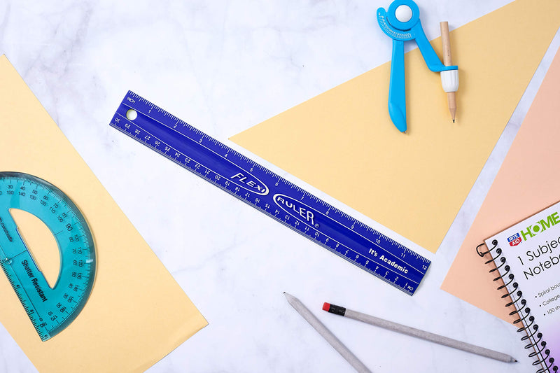 [Australia - AusPower] - It's Academic Flexi Rulers, 12-inch Flexible Non-Breakable Ruler, 12-Pack, Blue 