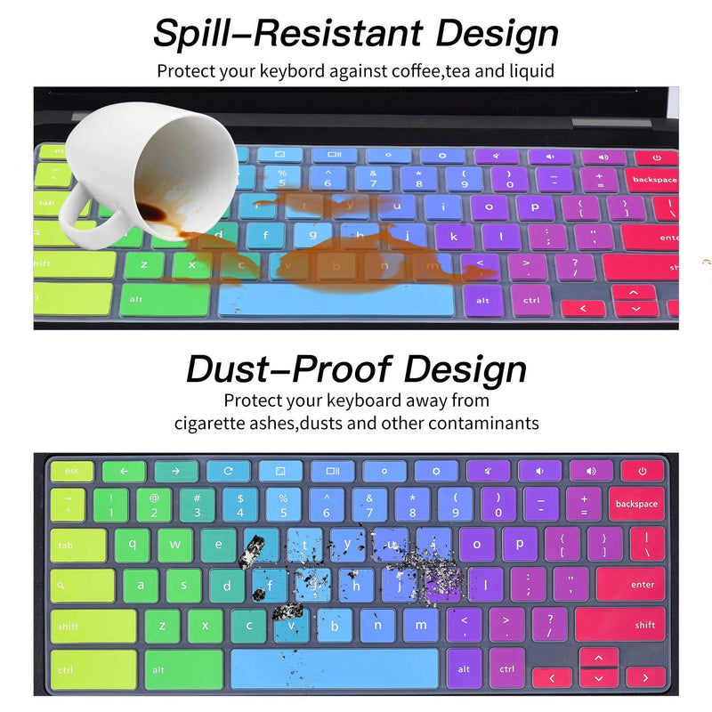 [Australia - AusPower] - Colorful Keyboard Cover for Dell 11.6 Chromebook 3100 / Dell Chromebook 11 3120 3180 3181 3189 5190 P22T 11.6" / Dell Chromebook 13 3380 13.3" Protective Skin, Dell Chromebook Accessories, Rainbow 11.6 Inch 