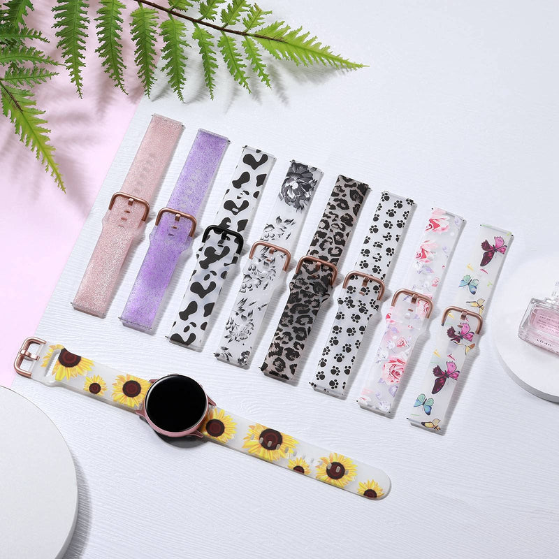 [Australia - AusPower] - GEAK Floral Bands Compatible with Samsung Active 2 Watch Band/Galaxy Watch 4 Band 40mm 44mm/watch 4 classic band, 20mm Silicone Bands for Samsung Galaxy 42mm/Galaxy Watch 3 41mm Band Women Pink Flower 
