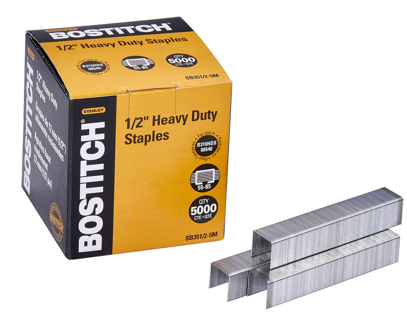 [Australia - AusPower] - Bostitch Office SB351/2-5M Heavy Duty Premium Staples, 55-85 Sheets, 0.5-Inch Leg, 5,000 Per Box (Packaging may vary) 5000 