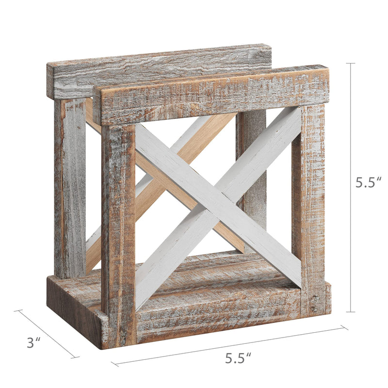 [Australia - AusPower] - Barnyard Designs Farmhouse Napkin Holder Table Napkin Holder Kitchen, French Country Vintage Napkin Dispenser, Farmhouse Distressed Wooden Rustic Coastal Picnic Table Napkin Holder Wood, White/Brown Brown/White 