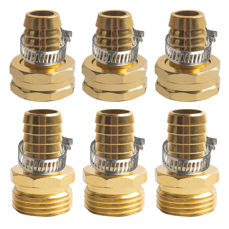 [Australia - AusPower] - Hourleey Garden Hose Repair, Aluminum Mender Hose Connector Fitting with Clamp, Fit 1/2" to 3/4" Male & Female, 3 Sets 