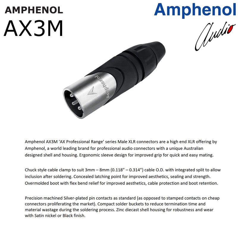 [Australia - AusPower] - 2 Units - 12 Foot - Gotham GAC-4/1 (Black) - Star Quad, Dual Shielded Balanced Male to Female Microphone Cables with Amphenol AX3M & AX3F Silver XLR Connectors - Custom Made by WORLDS BEST CABLES 