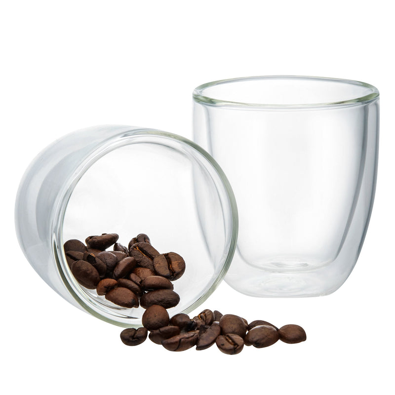 [Australia - AusPower] - Double Wall Espresso Cup Set of 4 - Insulated Expresso Coffee Cups Sets - Stackable Espresso Shot Glasses - 2.6oz Demitasse Espresso Cups Glass Set for Lungo, Doppio & Turkish - Espresso Gift Set Mugs 