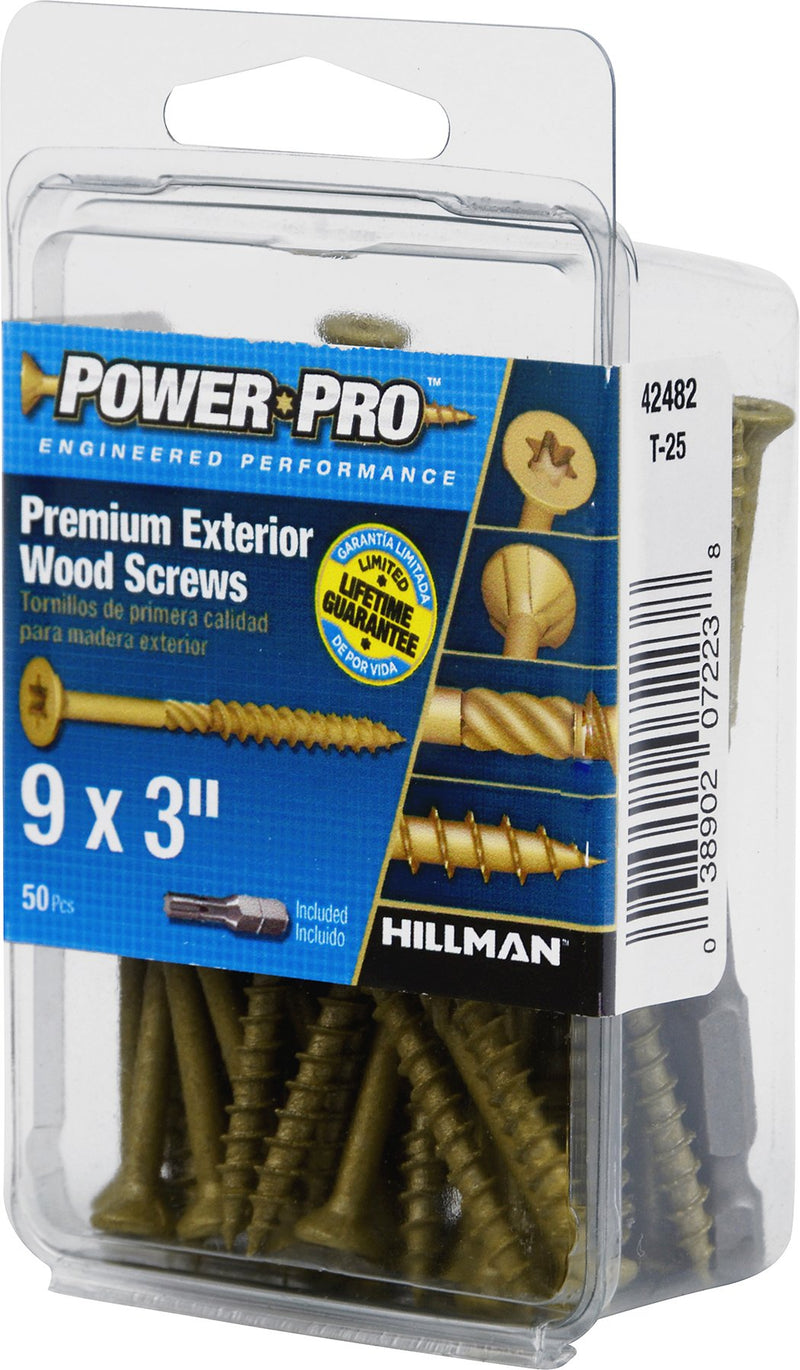 [Australia - AusPower] - Hillman 42482 Power Pro Premium Exterior Wood Screw, 9 X 3-Inch, 50 Pack 