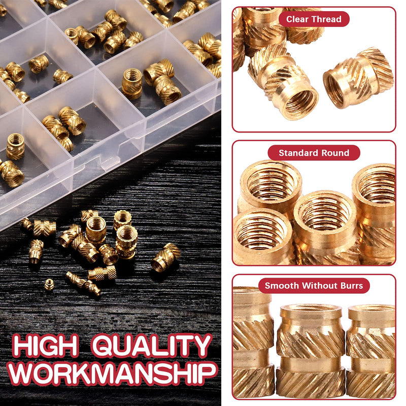 [Australia - AusPower] - Hilitchi 300Pcs Brass Knurled Nuts Threaded Heat Embedment Nut for Printing 3D Printer and More Projects (Assortment Kit) Assortment Kit-300PCS 