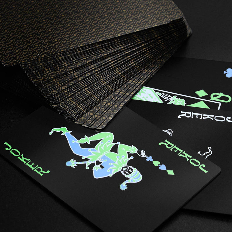 [Australia - AusPower] - INTEGEAR 2 Decks Plastic Playing Cards, Premium Plastic Waterproof Black Playing Poker Cards Professional Luxury Deck of Cards for Adults Classic 2 Decks 