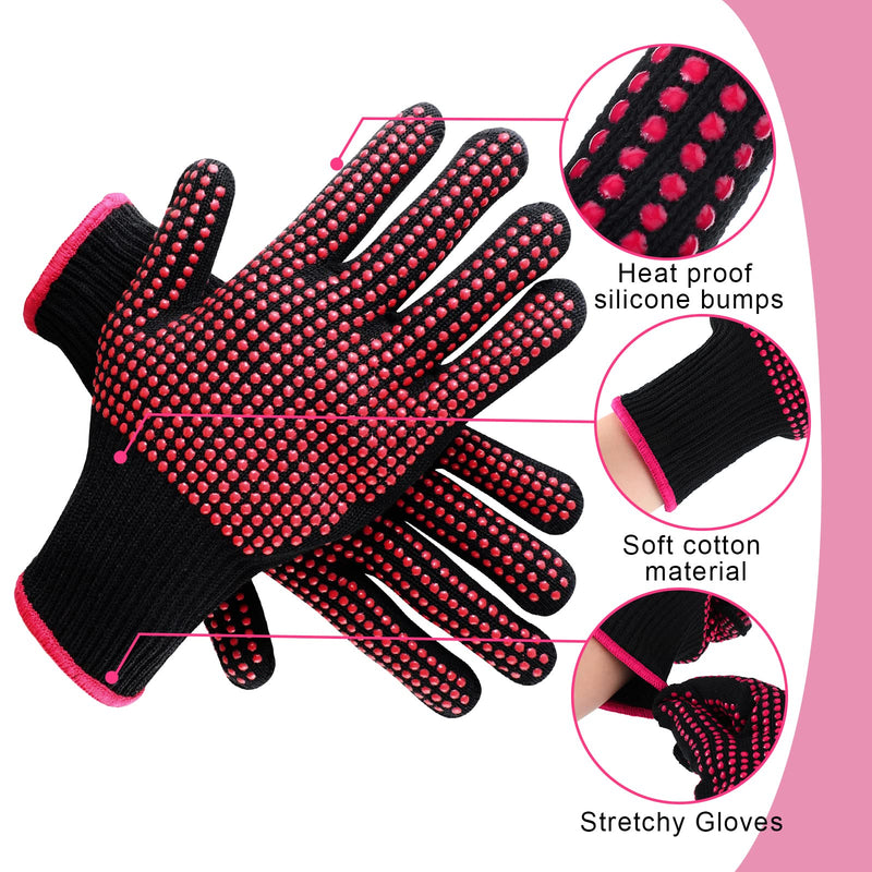 [Australia - AusPower] - Heat Resistant Gloves with Silicone Bumps and 3 Rolls 10mm x 33m 108 ft Heat Press Tape, Heat Proof Gloves Curling Wand Glove Thermal Tape Sublimation Tape Heat Tape for Hair Styling (Clear) Clear 
