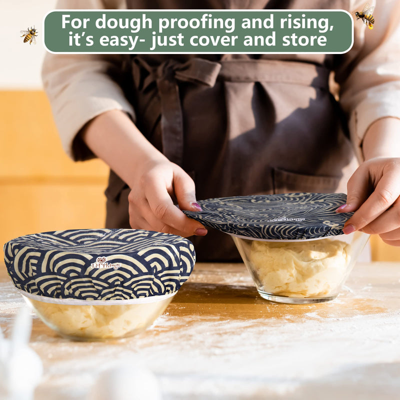 [Australia - AusPower] - Eco-friendly Reusable Beeswax Bowl Covers With elastic Available in 5 sizes and in 5 different themes A Sustainable Alternative to plastic cling wrap and foil. (Japanese Waves) Japanese Waves 