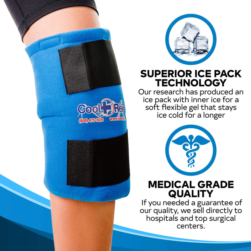 [Australia - AusPower] - Knee Ice Pack Wrap (11” x 12”) by Cool Relief - Flexible Cold Pack Wrap For Long-Lasting Superior Knee Compression - Knee Ice Pack Wrap For Joint Pain Relief & Faster Injury and Surgery Recovery Knee Ice Wrap 