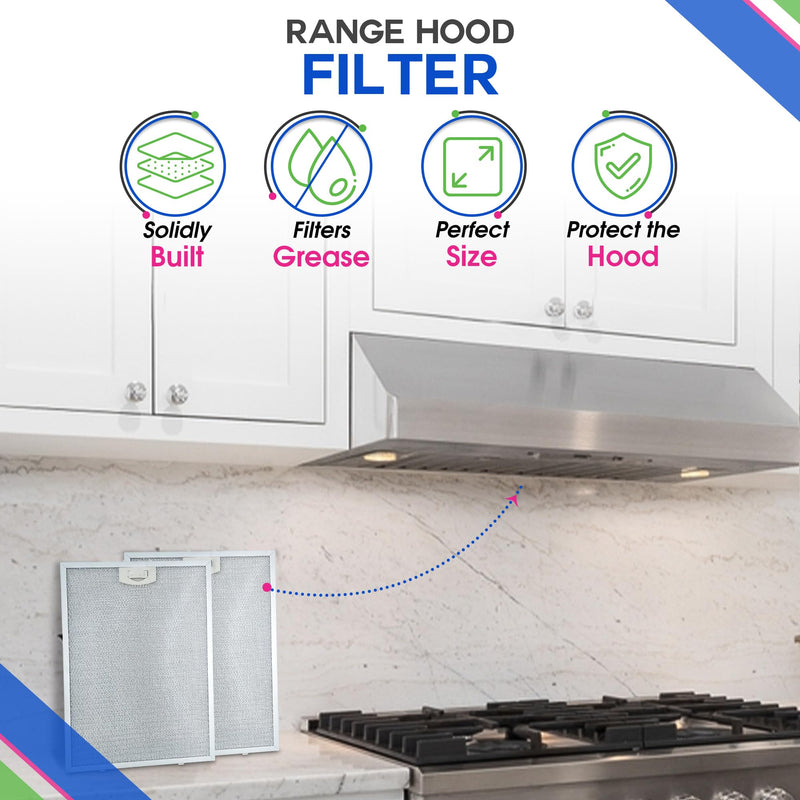 [Australia - AusPower] - Range Hood Filter Replacement for BPPFA30 11.81" x 16.25" Broan Range Hood Filter - Metal Exhaust Fan Stove Hood Vent Filter for Range Hood - Filters the Kitchen Oven Grease From Entering Hood 2-Pack 