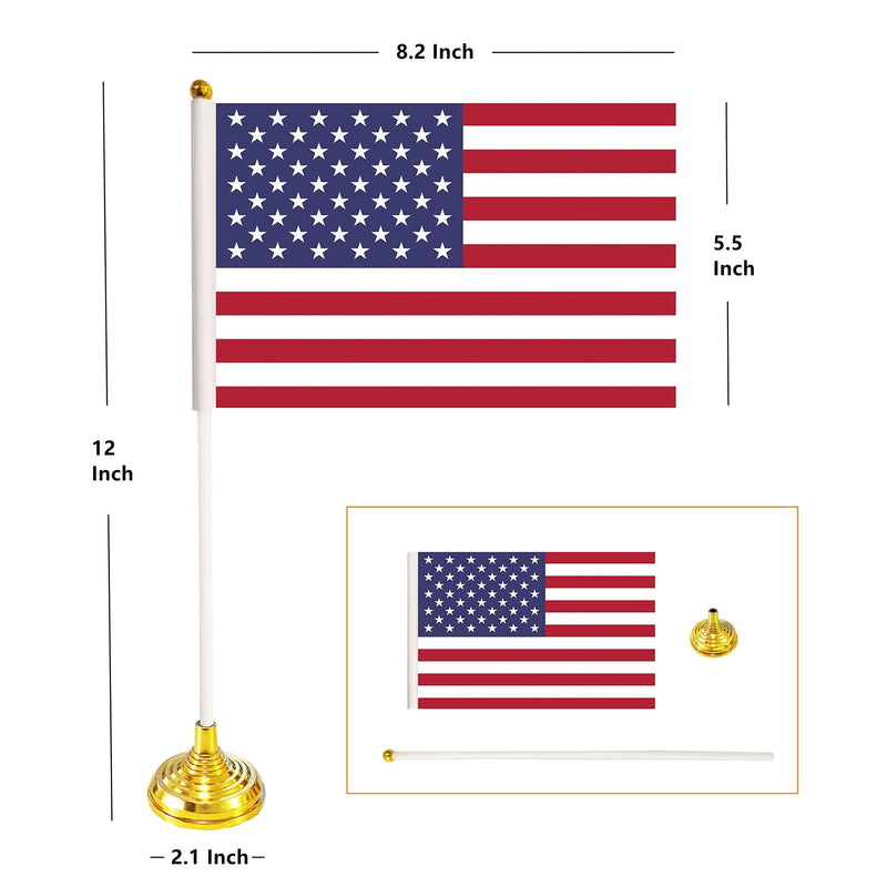 [Australia - AusPower] - BCLin 24 Pack USA US Desk Flags,Small Mini American Deluxe Table Flags Set with Stand Base，8.2 x 5.5 inches Miniature Desktop Flag 