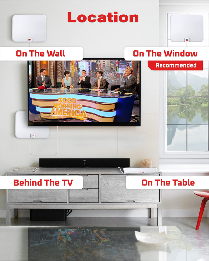 [Australia - AusPower] - 2023 Gesobyte Amplified HD Digital TV Antenna Long 250+ Miles Range - Support 4K 8K 1080p Fire tv Stick and All Older TV's - Indoor Switch Amplifier Signal Booster - 18ft HDTV Cable/AC Adapter (White) White 