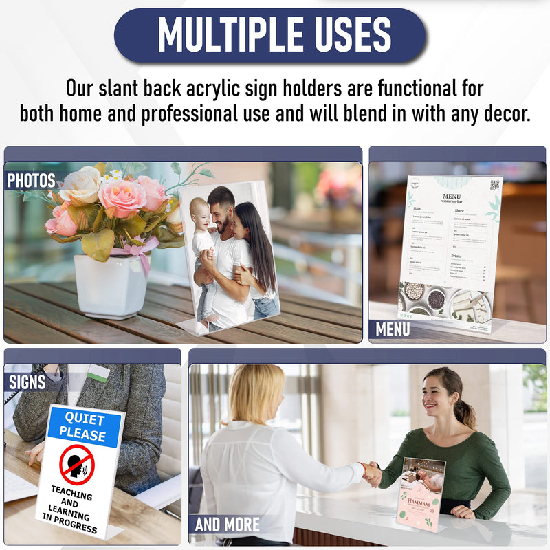 [Australia - AusPower] - Slant Back Acrylic Sign Holder 5x7 - Clear Picture Frame Stand, 5 x 7 Inches Photo Frames Display for Sign, Menu, Document, Picture, Flyer, and More. Slant Ad Photo Frame Display Holders (6 Pack) 
