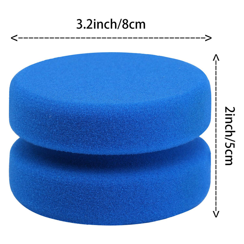 [Australia - AusPower] - Aodaer 6 Pack Sponge Applicator Paint Sponge Applicator Blue Paint Detail Sponge Used for Art Crafts or Car Waxing with Mesh Hanging Storage Bag, Blue Round 3.1 Inches 