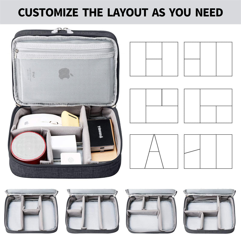 [Australia - AusPower] - Travel Cable Organizer Bag, Electronic Accessories Case Portable Double Layer Cable Storage Bag for Cord,Phone,Charger, Flash Drive, Phone, SD Card,Personal Items - (Black) S Black 