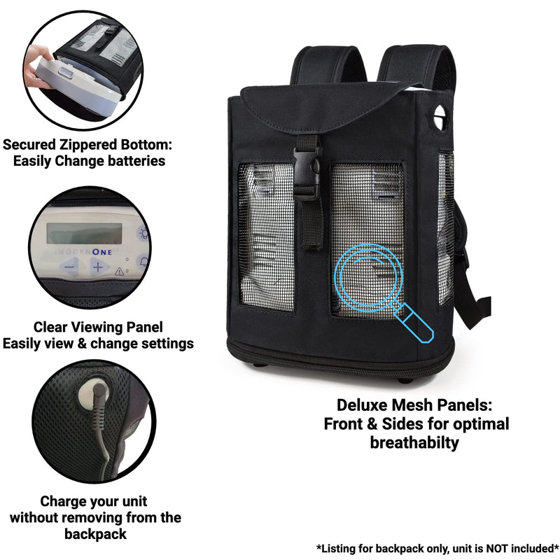 [Australia - AusPower] - O2TOTES Ultra Lightweight Backpack For Inogen One G3 Unit (Patented Design) (black) Lightweight at under 14 ounces 