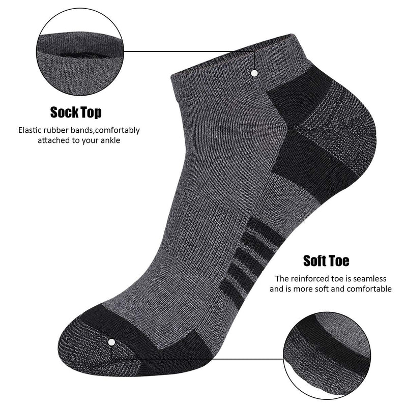 [Australia - AusPower] - COOVAN 10 Pairs Mens Ankle Socks Men 10 Pack Low Cut Comfort Cushion Casual Socks 10 Pack-black Large 