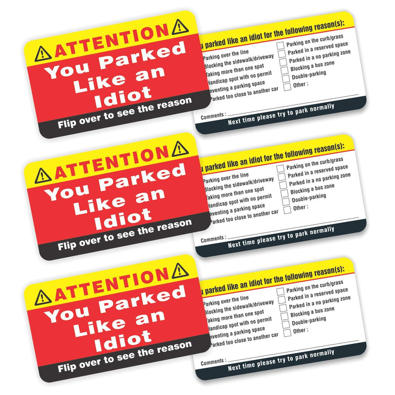 [Australia - AusPower] - PARTH iMPEX You Parked Like an Idiot Business Cards (Pack of 100) Bad Parking Cards 3.5"x2" Multi Reasons Violation 