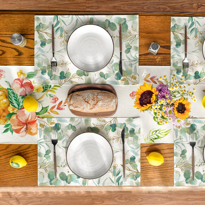 [Australia - AusPower] - Artoid Mode Eucalyptus Summer Placemats for Dining Table, 12 x 18 Inch Spring Seasonal Holiday Decoration Rustic Vintage Washable Table Mats Set of 4 