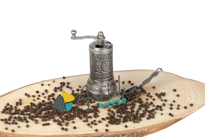 [Australia - AusPower] - Anatolia Breeze Salt and Pepper Grinders Refillable, Black Pepper Mill with Measuring Spoon Set, 4.2" Gray 
