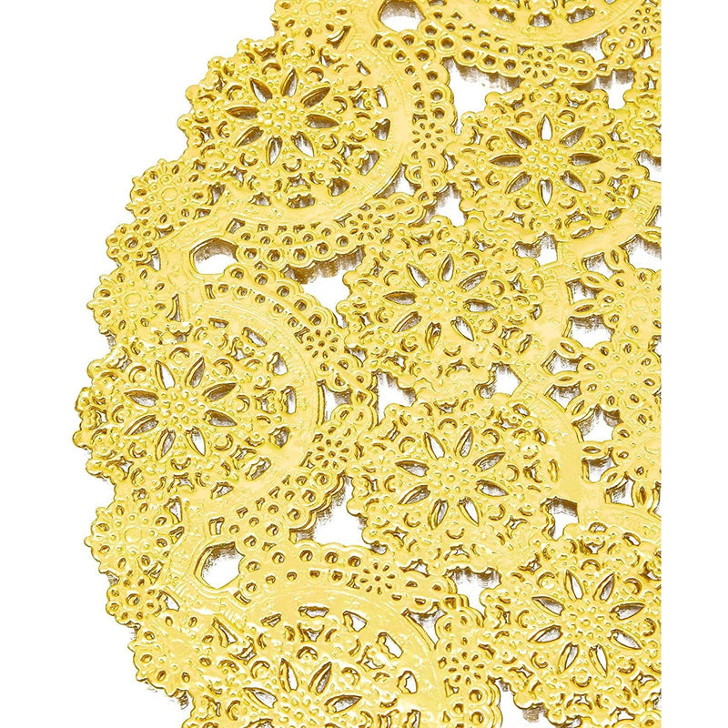 [Australia - AusPower] - 60 Pack Gold Paper Doilies 10 inch, Round Medallion Lace, Wedding Decorative Placemats 